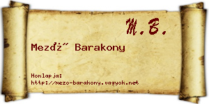 Mező Barakony névjegykártya